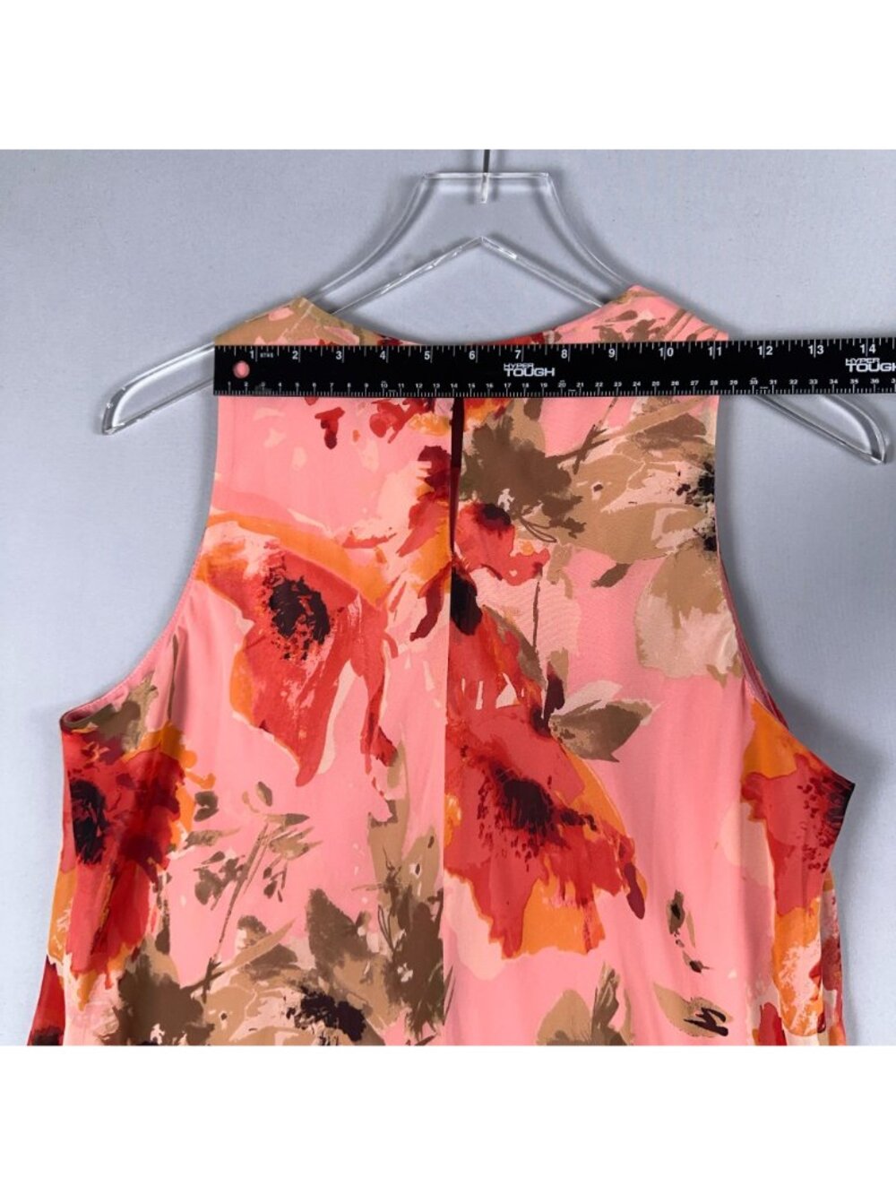 Lauren Ralph Lauren Dress Size 12 Shift Midi Sleeveless Floral Chiffon Pink - Picture 9 of 10